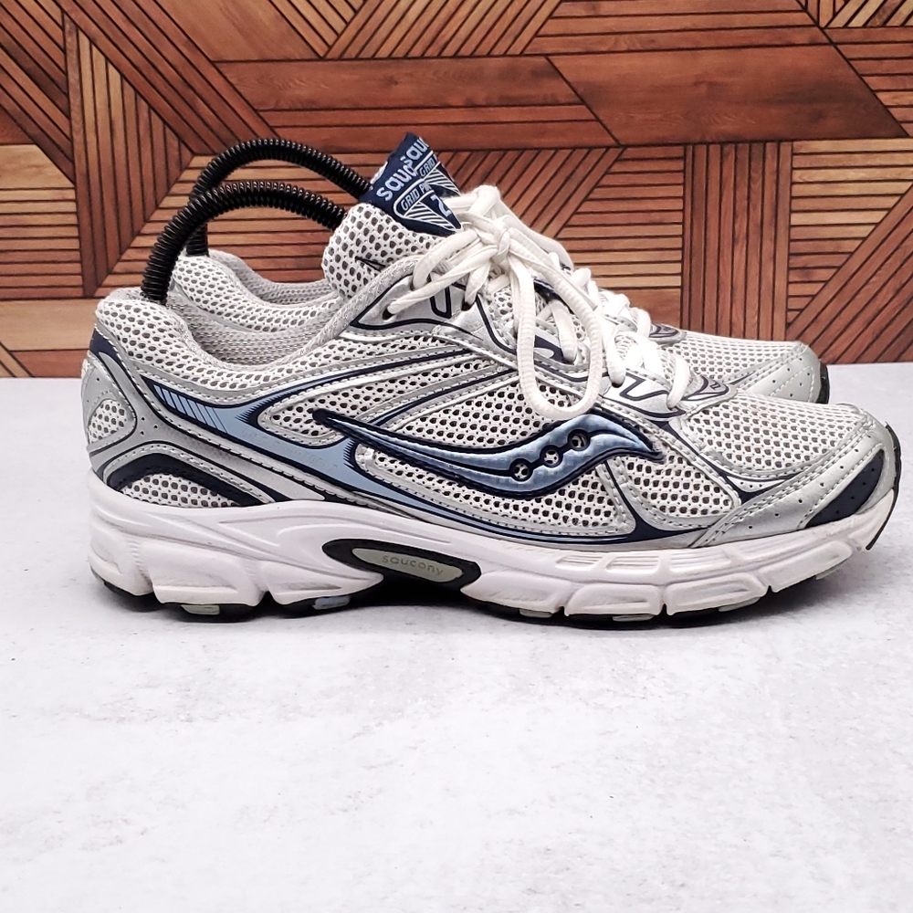 Saucony Women's Grid Phantom 2 Grey Silver Blue Athletic Shoes S15429-1 Size 8.5
